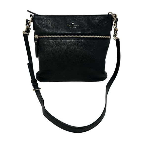 Kate Spade Black Purse Leather Crossbody Jackson Street Melisse Chain Striped - Picture 3 of 16